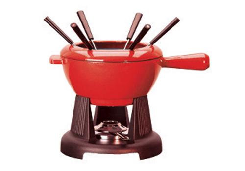 Service à fondue en fonte le creuset 22 cm cerise