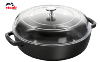 Sauteuse en fonte émaillée Staub noir mat de 26 cm avec couvercle en verre