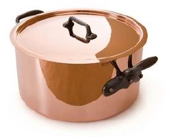 BASSINE A RAGOUT AVEC COUVERCLE CUIVRE MONTURE FONTE MAUVIEL M'250