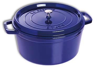 Cocotte ronde Staub en fonte 22 cm bleu intense