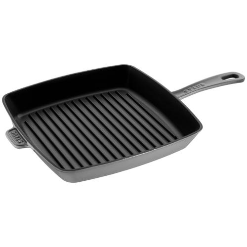 Gril américain carré Staub en fonte 30 cm gris graphite.