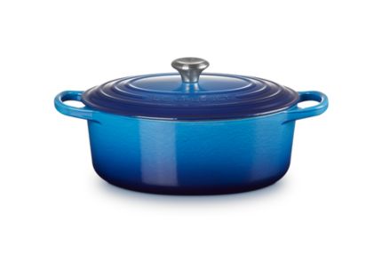 Cocotte ovale le Creuset 29 cm en fonte émaillée bleu azur