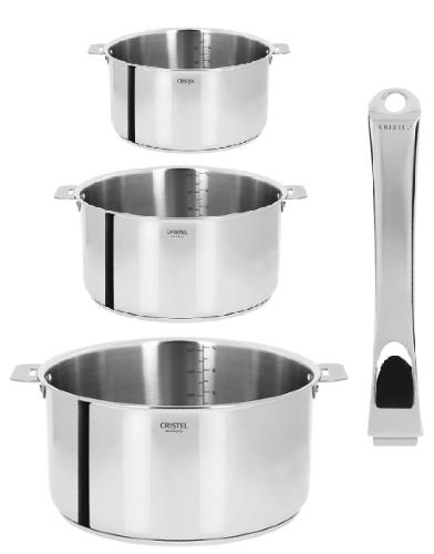 LOT DE 3 CASSEROLES CRISTEL CASTELINE + POIGNEE CASTELINE