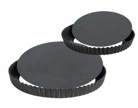 TOURTIÈRE HAUTE CANNELÉE AMOVIBLE EN TÔLE BLEUE DE BUYER - 32 CM