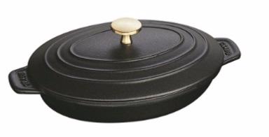 Plat de cuisson Staub Assiette chaude, ovale noir mat.