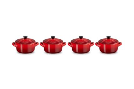 Set de 4 mini Cocotte en Céramique Le creuset 10 cm rouge cerise