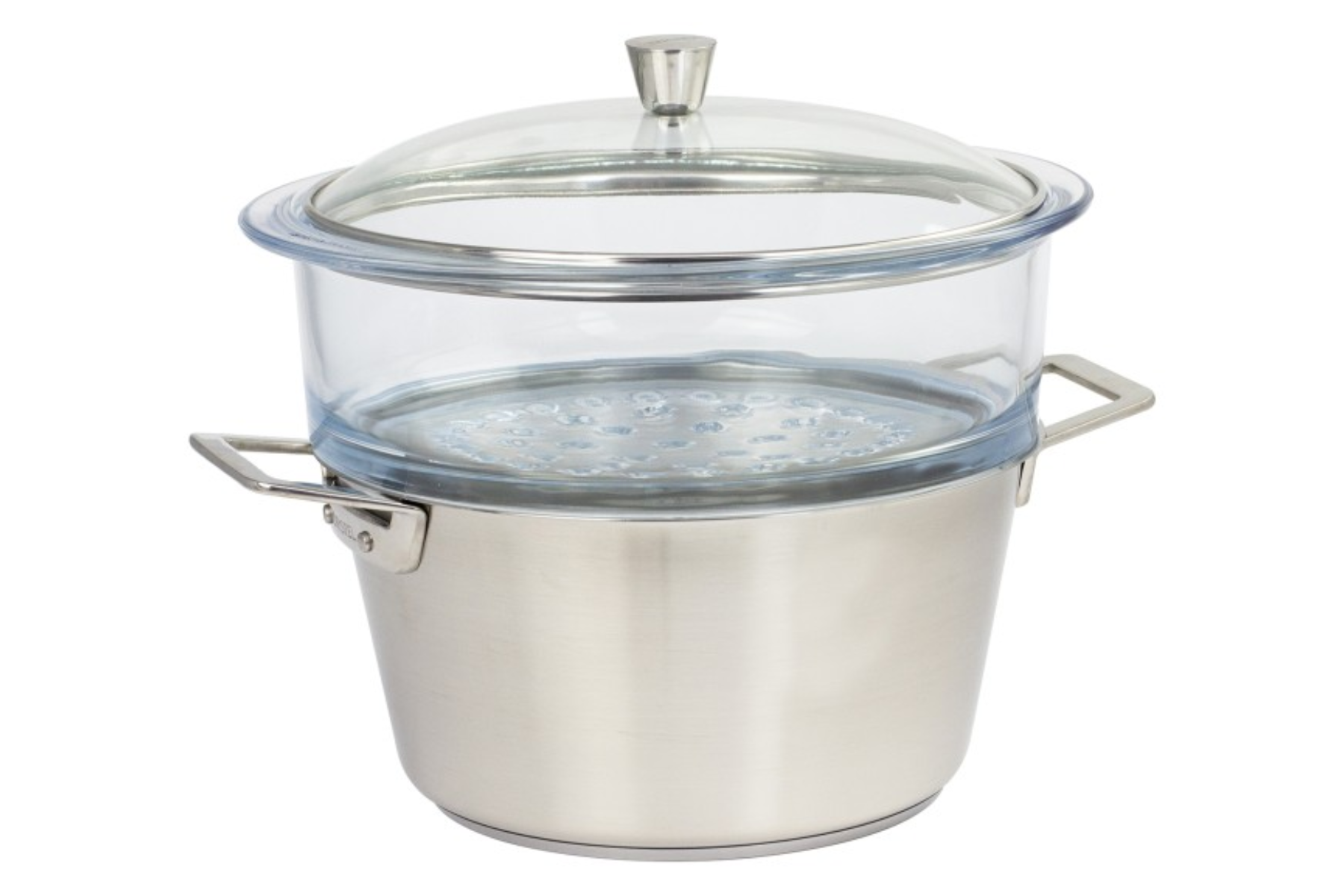 Ensemble faitout inox Cristel 1826 - couvercle en verre + insert vapeur - 20 cm