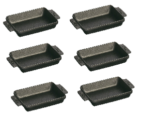 Set de 6 mini plats Staub rectangulaires noirs, en fonte