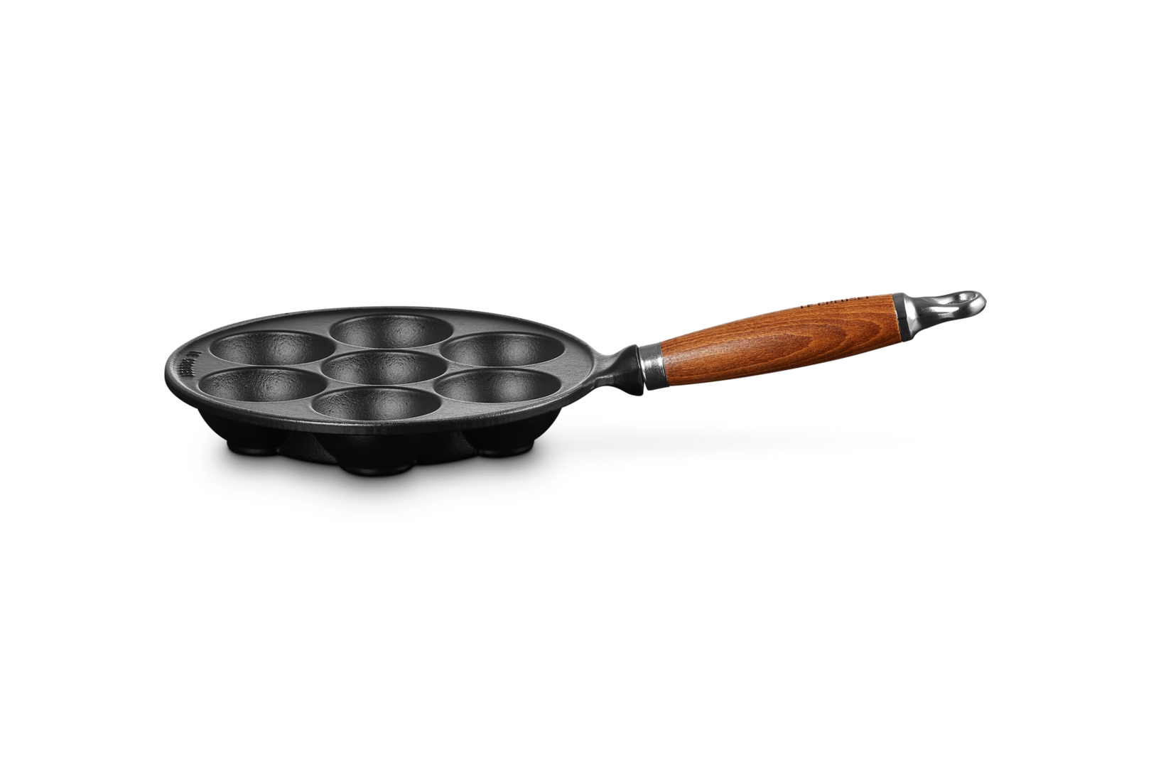 Poêle à Beignets Le creuset 20 cm en fonte émaillée noir avec manche en bois