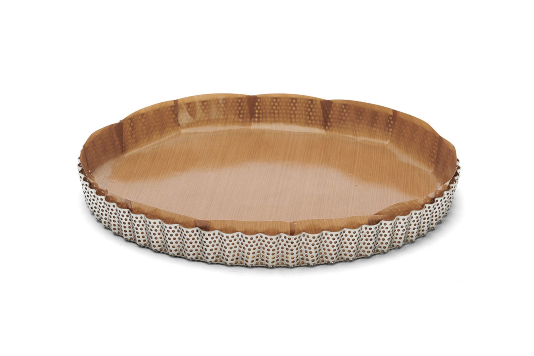 Moule à tarte rond cannelé inox perforé - fond amovible - 28 cm de Buyer