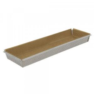 Moule à tarte rectangle inox perforé - fond amovible - 35 cm de Buyer