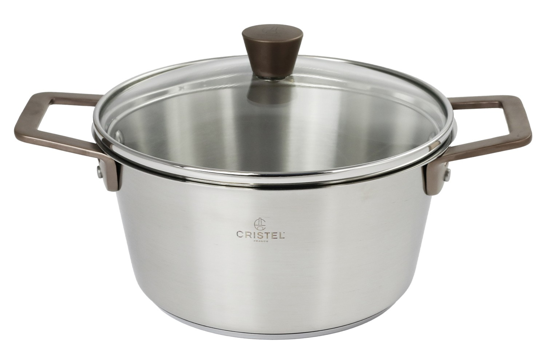 Faitout inox Cristel 1826 Bicentenaire anses cuivrées - 24 cm + couvercle