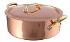 RONDEAU AVEC COUVERCLE CUIVRE ETAME MONTURE BRONZE M'TRADITION MAUVIEL, DIAMETRE 24 CM