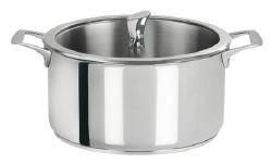 FAITOUT INOX AVEC COUVERCLE VERRE CASTELINE CRISTEL