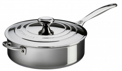 Sauteuse à bord droit en inox avec couvercle Le Creuset 24 cm