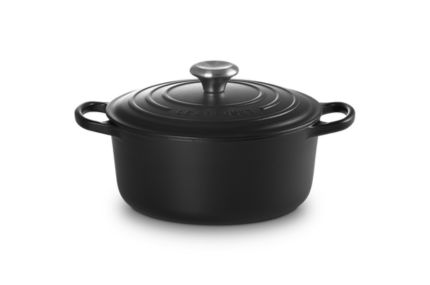 Cocotte ronde basse en fonte émaillée le creuset noir mat 30 cm