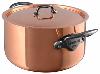 BASSINE A RAGOUT 24 CM AVEC COUVERCLE M'HERITAGE M'150 ONYX CUIVRE - MONTURE FONTE INOX LAQUÉE