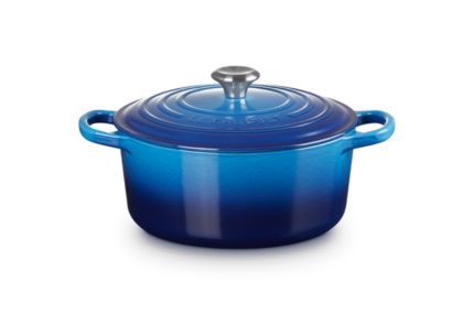 Cocotte ronde le Creuset 26cm en fonte émaillée bleu azur