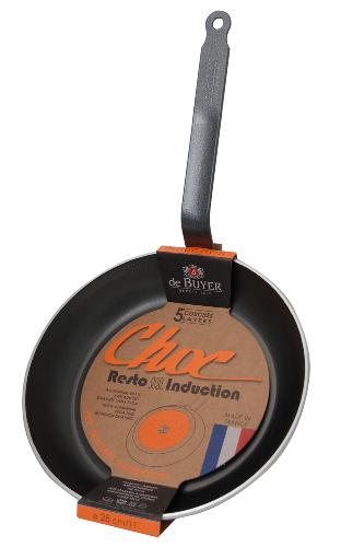 Poele ronde 24 cm anti-adhesive - choc resto induction De Buyer